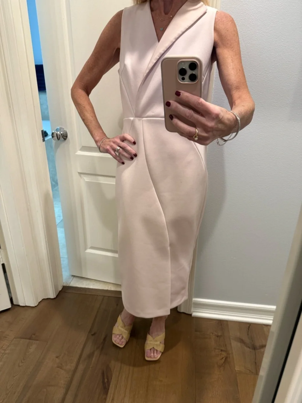 Ted Baker Soft Blush Sleeveless Midi Dress - Picture 2 of 11
